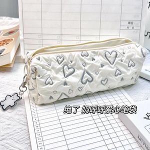 Multi-function Zipper Pencil Bag Cute Large-capacity Love Heart Stationery Case Storage Student School Supplies