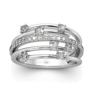 Colares Szjinao Trendy Moissanite Ring Eternity Banda de casamento Rings Sier Sier para Women Jewelry Engagement Giftship Fornecedor