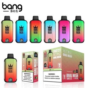 Otantik Bangbox 18000 Puflar Dijital Tek Kullanımlık Vape 18K Çift Örgü Bobin 26ml Önceden Deserchable E Sigara LCD Ekran 0% 2% 3% 5% 5 Bang Kutusu