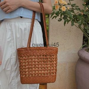 Bolsas de ombro vintage 100% cowide leate saco puro e tecido mulheres oliday ins ot venda francês elegante cesta de vegetais tecido ollow-outH2421