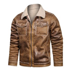 Autumn and Winter Designer Leather Clothes Mens Fur Integrated Young Coat Plush Thickened PXW2