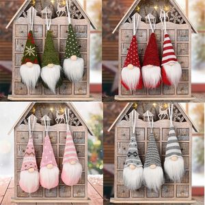 Christmas Decorations 3pcs Noface Santa Claus Pendants Red Green Xmas Tree Hanging Ornaments For 2024 Noel Decoration Crafts Kid Gift Supply