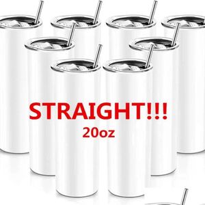 マグ昇華マグカップは20オンスステンレス鋼ストレートブランクホワイトタンブラーと蓋付きの白い白いタンブラーと熱伝達のためのdiyギフトコーヒーbo dhoex