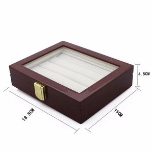 Luxury Cufflinks Tie Clips Jewelry Box Jewelry Case Boxes Wood Box Display Elegant Dark Brown Storage Case Jewelry Organizer 240119