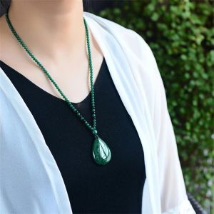 Pendants Hot Selling Natural Handcarve Green Jade Malachite Necklace Pendant Fashion Jewelry Men Women Luck