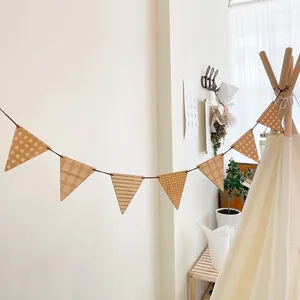 Party Decoration Wooden Pennants Bunting Banner Flag Wall Hanging Garland Baby Shower Wedding Birthday For Home Decor Po Prop