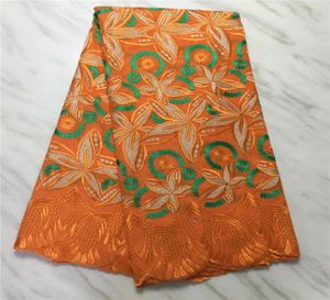 5Yardspc Orange Modische Blumenmuster Stickerei Afrikanischer Baumwollstoff Schweizer Voile Trockenspitze Für Party Dressing PL128334726112