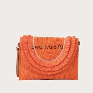 Shoulder Bags Boemian Tassel Straw Cluct Bag for Women Panelled Soulder Crossbody Rope Woven Summer Beac Big Envelope Purse 2024H2421