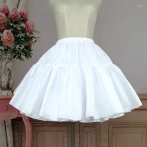 Saias 45/50cm branco lolita saia suporte diário cosplay underskirt fio macio desossado petticoat crinoline feminino a linha inchado tutu