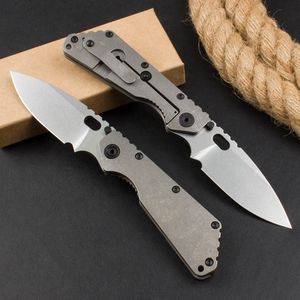 Främjande avancerad SMF Taktisk vikning Kniv D2 Drop Point Stone Wash Blade CNC TC4 Titaniumlegering Handle EDC Pocket Knives Survival Tools