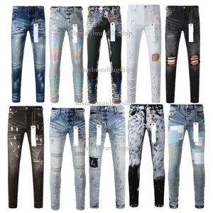 Mens Jeans Skinny Distress Ripped Destroyed Stretch Biker Denim Streetwear White Black Blue Slim Fit Hip Hop Pants for Men US Size 28-40