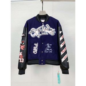 offs Embroidered Bone Print Pilot Casual Jacket designer Men's and Women's Baseball Jersey Winter Varsity jacket Letterman jacket white Bomber Coats 08H5