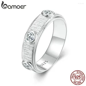 Cluster Anéis Bamoer 925 Sterling Silver Eternity Love Moissanite Homens Anel de Noivado Banda de Casamento para Platinum Banhado Jóias Finas MSR032