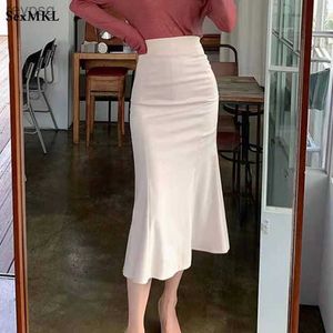 Saias elegantes escritório saias longas mulheres 2023 moda cintura alta bodycon branco saia preta francês y2k magro espartilho nupcial maxi saia xl yq240201