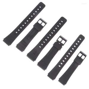 Watch Bands guma 1pcs czarny pasek zastępujący pasek do f-91w 18 mm plastikowy pasek zegarka z pinami metalowa klamra