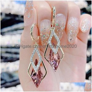 Hoop Huggie Hoop Earrings Premium Crystal Womens Geometric Autumn and Winter Temperament Light Sier Needle Versatile Drop Delivery Dhagb