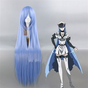 Akame GA Kill Esdeath Cosplay Wig 100cm Niebieskie długie proste włosy 266a
