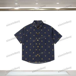 Xinxinbuy 2024 Mężczyzn Designer Tee T Shirt Denim List Haft 1854 Kobiety pomarańczowy czarny biały niebieski czerwony xs-2xl