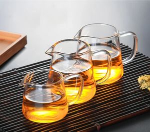 Teiera in vetro trasparente resistente al calore tazza giusta cha hai tazze da tè kung fu fatte a mano teaset gongdao Punti di articoli da tè con manico 240124