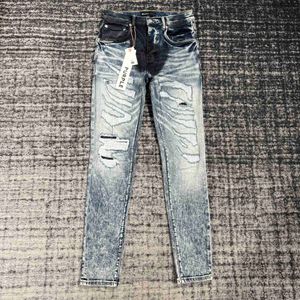 Lila-Brand-Mode-Jeans-Jeans Cool Style Designer Denim Pant Destressed Ripped Biker Black Blue Jean Slim Fit Motorradgröße 30-38 6jiw