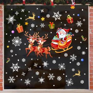 Wallpapers 4 pcs Papai Noel Fawn Floco de Neve Natal Adesivos de Parede Eletrostático Vidro Sala de estar Janela Decoração de Casa