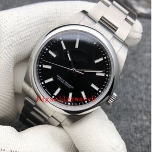 新しいラグジュアリーサファイア高品質の永続的な新しいNo Date Steel Domed Black Dial Automical Mens Mens Men's Watches260i