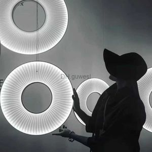 Hängslampor ny stil tyg ledande pendellampor modern donut hängslampa för dekor sängen sovrum konstnärlig minimalistisk rund pendellampa yq240201