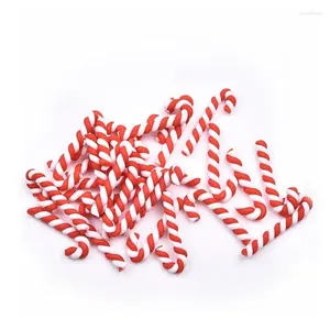 Craft Tools 30/60/90pcs Kawaii Resin Flatback Cabochons Scrapbooking Clay Christmas Red White Candy Cane Home Decoration