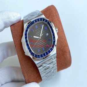 2 cores 40 mm relógios de pulso 5711 aço inoxidável moldura de diamante Ásia 2813 movimento automático mecânico transparente relógio masculino wat261m