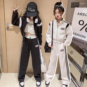 Clothing Sets Girls Spring And Autumn Coat Pants 2 Piece Set 2024 Korean Style 4-16 Years Old Children Casual Outdoor