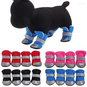 Cão vestuário sapatos pés protetor filhote de cachorro pé capa anti-deslizamento botas para animais de estimação sola macia 4 pçs/set confortável respirável