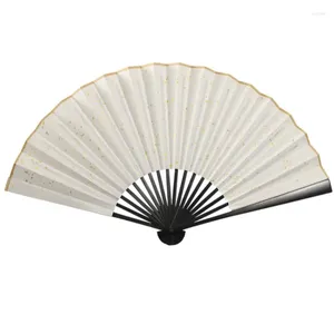 Decorative Figurines Artist DIY Rice Paper Folding Fans Brush Pen Calligraphy Ink Painting Xuan Blank Bamboo Hand Fan