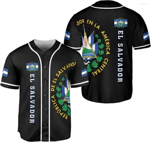 Herren T-Shirts World Baseball El Salvador 3D-Druck Mesh-Faser-Jersey-Shirt Tops T-Shirt Männer Streetwear Kurzarm Sport-Trainingsanzug