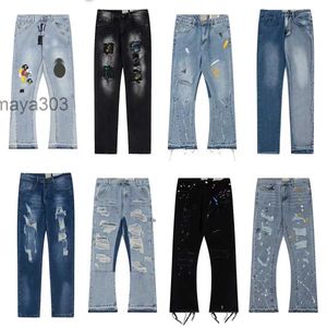 Designer-Lila-Jeans für Herrenmode, Splicing-Jeans für Herren, zerrissene Denim-Hosen, Luxus-Hip-Hop-Distressed-Hosen für Männer und Frauen, Schwarz Galleryes DeptBD7C BD7C