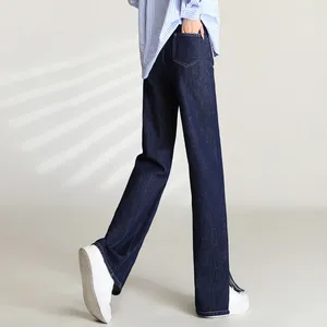 Женские джинсы LOUIS YAO, женские свободные прямые брюки с высокой талией, джинсовые брюки, длинные брюки 2024