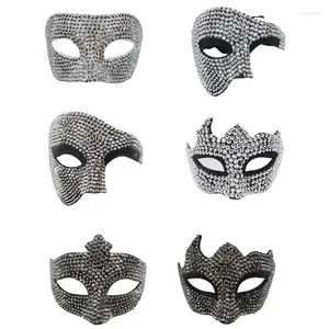 Fontes de festa Masquerade Máscaras Diamante Strass Mardi Gras Com Alças Traje Po Prop Para Mulheres Lady Cosplays