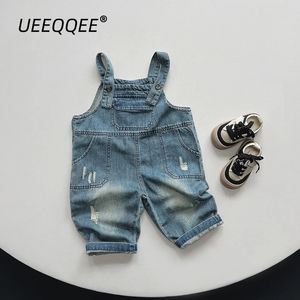 Cotton Pocket 2024 Spring Autumn Kids Overalls Boy Girls Bib Denim Pants Korean Jeans Toddler Wear Children Clothes For 18Y 240124