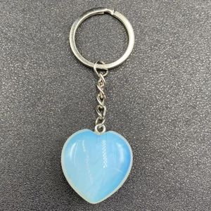 Dekorativa figurer XHS3 Natural Agate Crystal Love Pendant Hjärtformad Keyring Stone Peach Heart