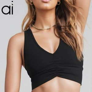 AL Yoga Sports Bras Wild Things Bra Plus Size Tank Front Ruching Waist-skimming Crop Top Breathable Soft Streetwear Gym Running Muse SweatTops with Chest Pad