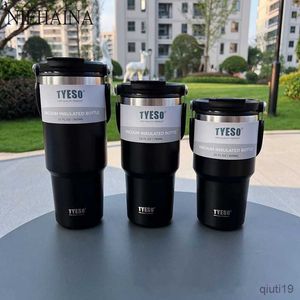 Garrafa térmica personalizada 600ml 900ml 1200ml Tyeso Copo de café Copo de aço inoxidável Vácuo térmico isolado Caneca Armazenamento frio Gelo Grande capacidade