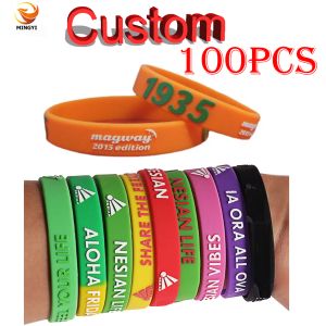 Braccialetti 100 pezzi Tecnica in rilievo in rilievo Bracciale silicone personalizzato Bracciale personalizzata Banda a mano bracciale fai da te per la festa di compleanno di squadra di squadra