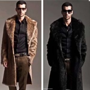 Designer Autumn/Winter Fur Coat Mens Mid Length Artificial Wool Warm 2I6Q