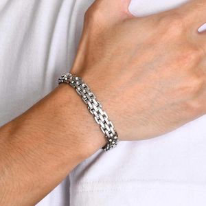 Braccialetti a maglie Catena vegana da 8,8 mm da uomo Bracciale elegante in acciaio inossidabile impermeabile Regali per lui Gioielli