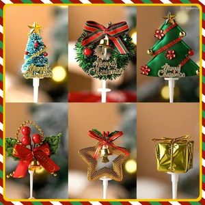 Cake Tools 10pcs Christmas Decoration Plugin Cakes Decor Accessories Birthday Deco Tower Tree Elderly Cedar Elk Gift Sn