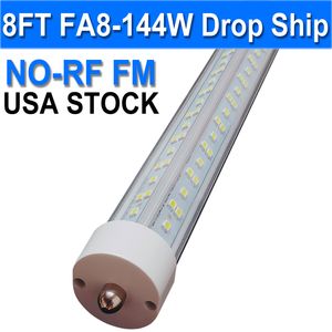 8FT LED Bulbs, Super Bright 144W 18000lm 6500K, T8 T10 T12 LED Tube Lights, FA8 Single Pin T8 LED Lights, Clear Cover, 8 Foot Bulbs to Replace Fluorescent Light Bulbs usastock