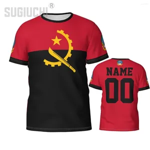 Homens Camisetas Nome personalizado Número Angola Bandeira Emblema 3D Camisetas para Homens Mulheres Tees Jersey Team Roupas Futebol Fãs Presente Camisa