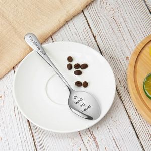 Colheres personalizadas diy de aço inoxidável grátis personalizado gravado colher de café garfo natal acessórios de cozinha decoração de utensílios de mesa
