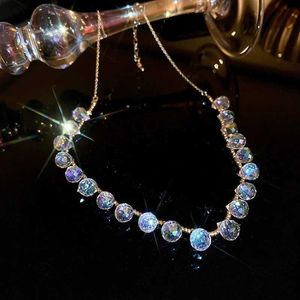 Chokers Korean Sweet Transparent Crystal Choker Necklace Statement Girl Gift Sweet Gold Plated Necklace Jewelry Collier Femme 2022 YQ240201