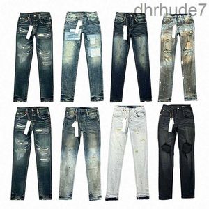 Designer Jeans Männer Frauen Hosen Lila Ksubi High Street Retro Paint Spot Slim Füße Micro Elastic Hip-Hop Reißverschluss Loch P Y6s7 # AYVM