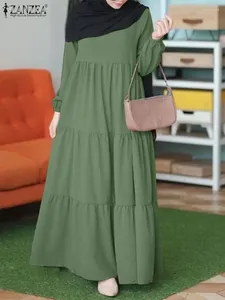 Etniska kläder muslimska mode hijab klänning kalkon dubai abaya kaftan islam zanzea elegant sundress abayas för kvinnor solid vestidos 2024